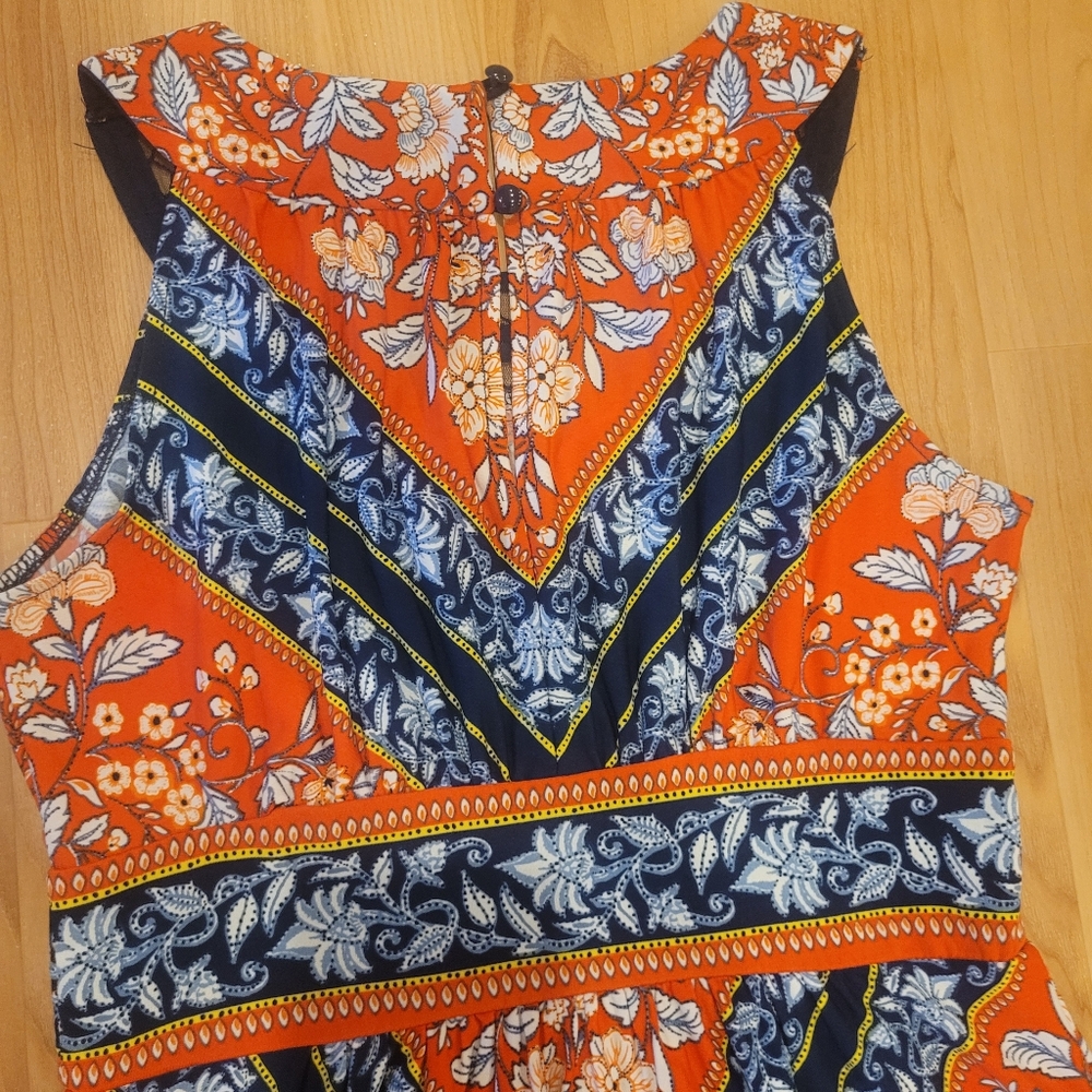 Beautiful Orange and Blue Patterned Women's Dress Size S - Picture 8 of 10